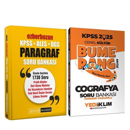 Yediiklim 2025 KPSS Bumerang Coğrafya ve Pegem Ezberbozan Paragraf Soru Bankası Seti 2 Kitap