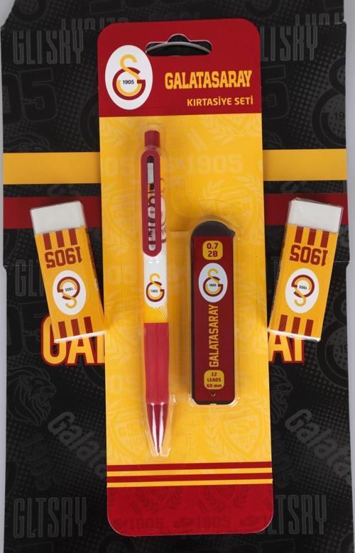 YENİ SEZON LİSANSLI GALATASARAY VERSATİL UÇLU KALEM , 0.7 MM UÇ VE 2 ADET SİLGİ SETİ 