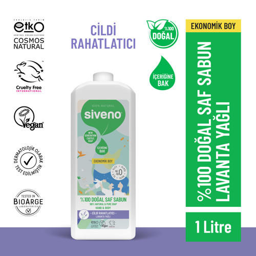 %100 Doğal Sıvı Kastil Sabun Lavanta Yağlı Cildi Rahatlatıcı Nemlendirici Arındırıcı Bitkisel Vegan 1000 ml