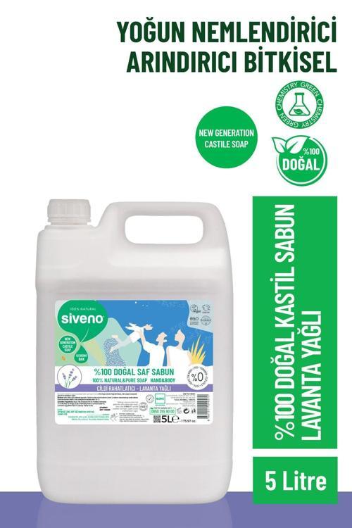 %100 Doğal Sıvı Kastil Sabun Lavanta Yağlı Cildi Rahatlatıcı Nemlendirici Arındırıcı Bitkisel Vegan 5000 ml