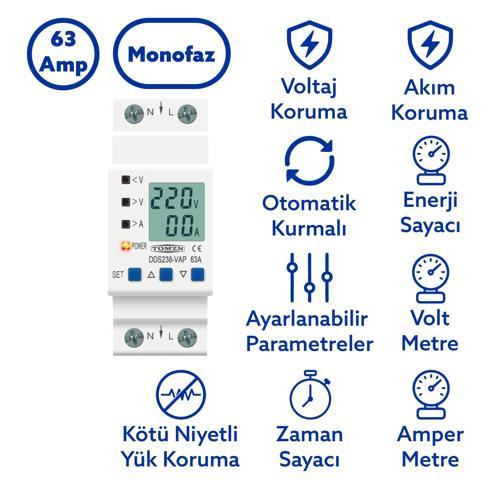 Hiking Voltaj ve Akım Koruma Rölesi Yüksek Alçak Gerilim ve Akım Koruyucu Röle 63A
