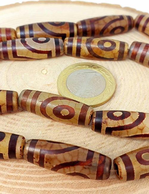 2 Göz Tibet Akik Taşı Silindir Kesim 10x30mm/adet (45798-1)