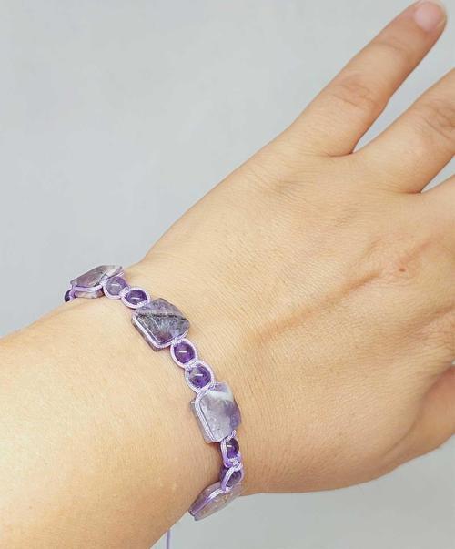 Ametist Taşı Makrome Tasarım Bileklik (51578)