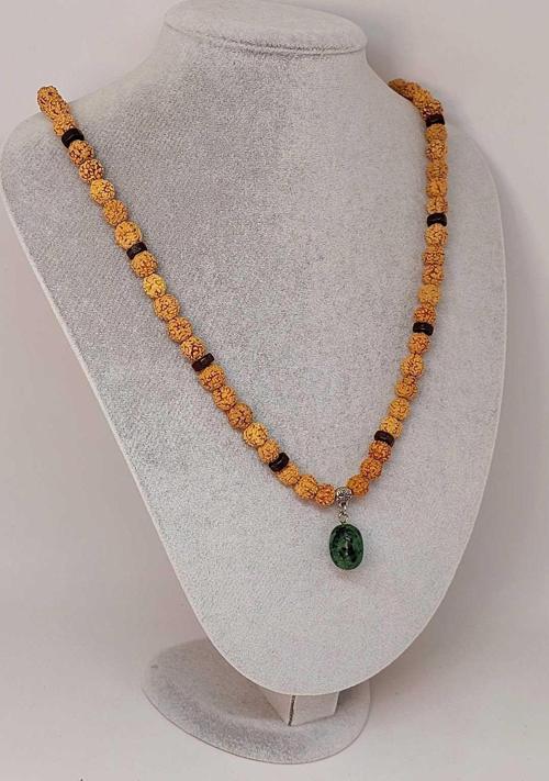 Anyolit Taşlı Rudraksha Tohum Kolye Dolama Bileklik 8mm (49702)