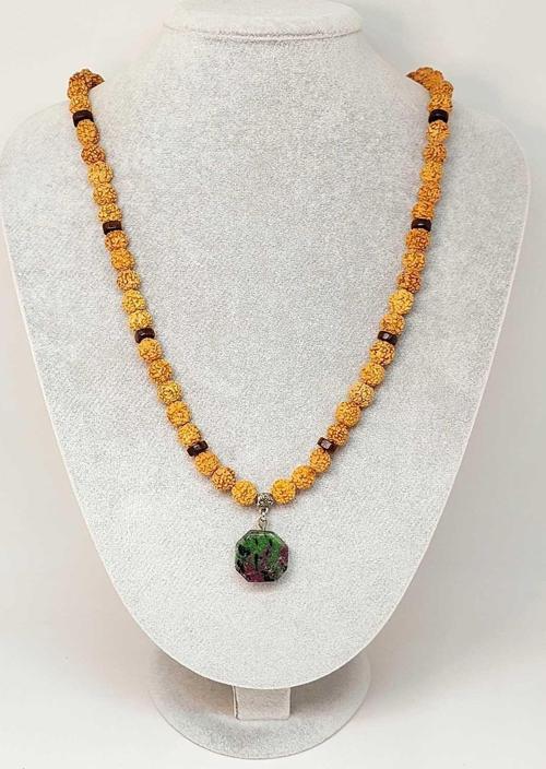 Anyolit Taşlı Rudraksha Tohum Kolye Dolama Bileklik 8mm (49736)