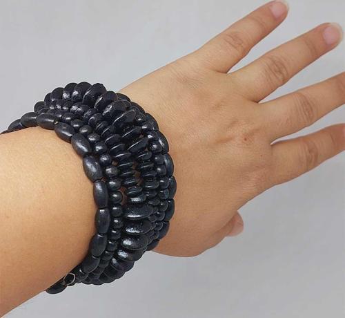 Ahşap Siyah Renk Hafızalı Otantik Bileklik (51958)