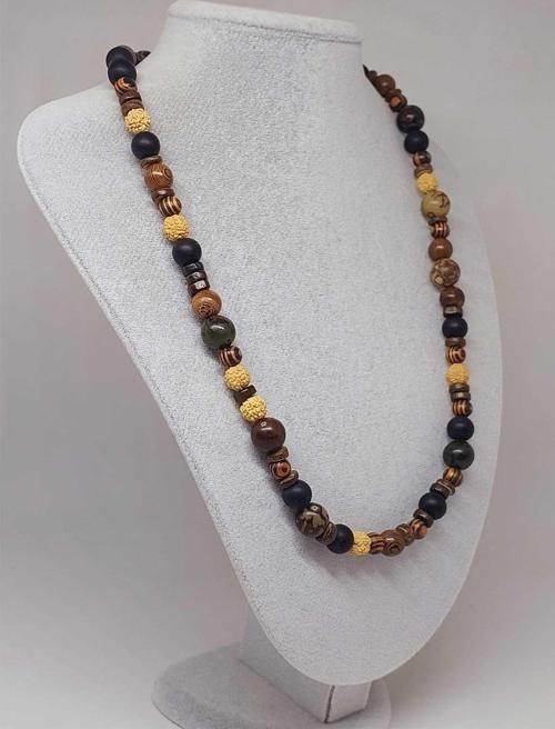 Ahşap Tasarım Unisex Otantik Kolye (51478)