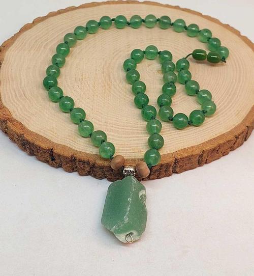 Aventurin Taşı Düğümlü Unisex Tasarım Kolye 8mm (45025)