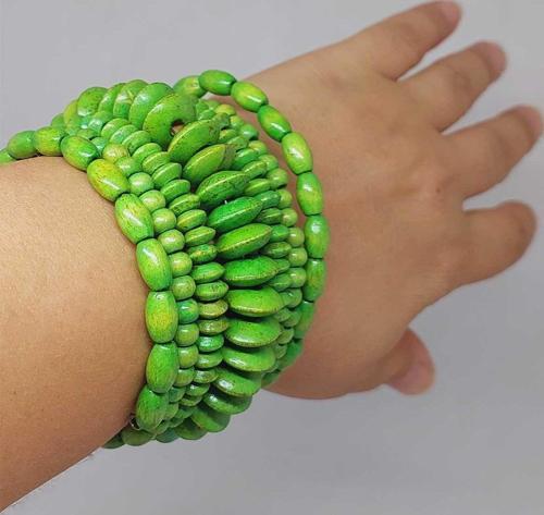 Ahşap Yeşil Renk Hafızalı Otantik Bileklik (51966)