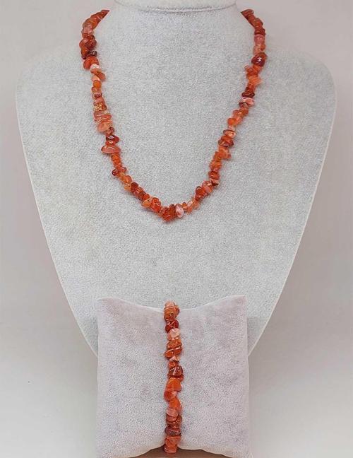 Akik Taşı Küçük Taşlar Kolye & Bileklik Seti (52214)