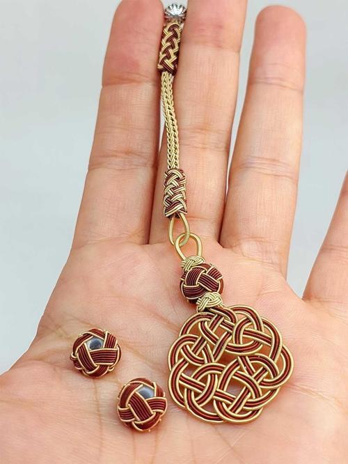 Bakır El İşi Kazaz Püskül & 2 Habbeli Takım (45540)