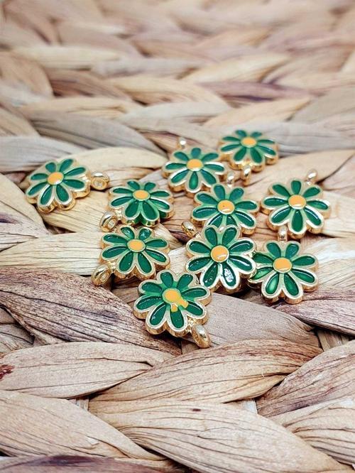 Altın Kaplama Yeşil Çiçek Aparat/2 adet (51888)