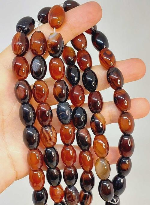 Bileklik Boy Akik Taşı Arpa Kesim 10x13.5mm Yarım Dizi (49448) (18CM UZUNLUĞUNDADIR)