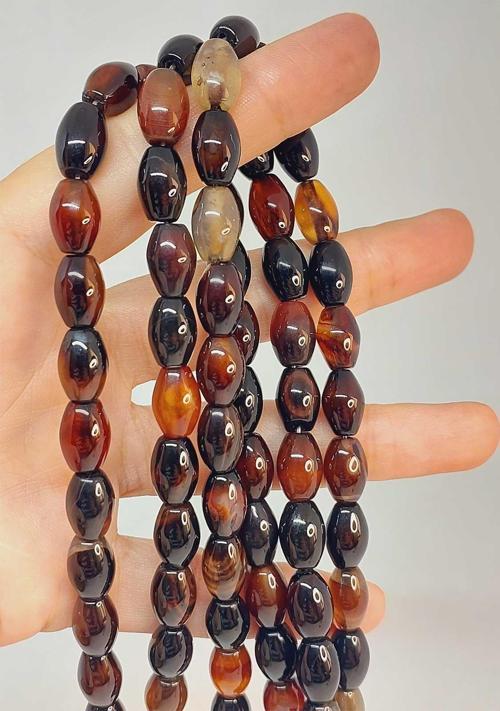 Bileklik Boy Akik Taşı Arpa Kesim 8x11mm Yarım Dizi (49418) (18CM UZUNLUĞUNDADIR)