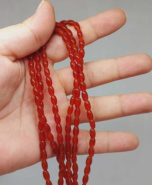Bileklik Boy Akik Taşı Arpa Kesim Yarım Dizi 4*6mm (49976) (18CM UZUNLUĞUNDADIR)