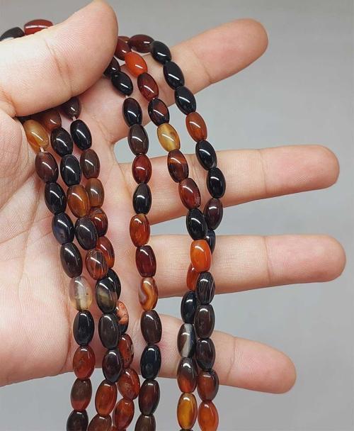 Bileklik Boy Akik Taşı Arpa Kesim Yarım Dizi 6*8.5mm (49978) (18CM UZUNLUĞUNDADIR)