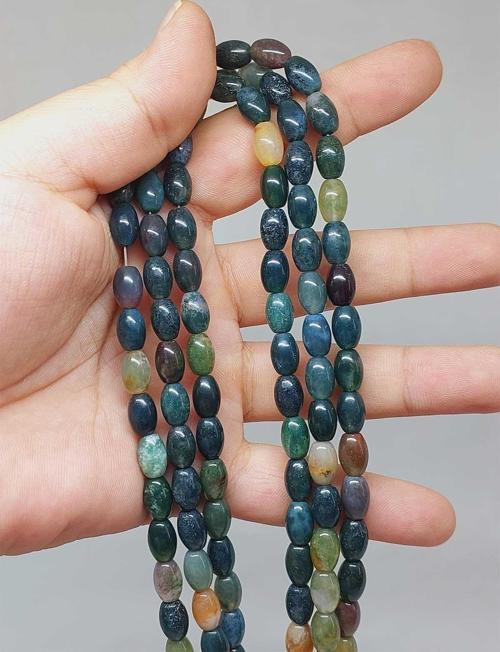 Bileklik Boy Akik Taşı Arpa Kesim Yarım Dizi 6*8.5mm (49998) (18CM UZUNLUĞUNDADIR)