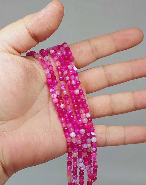 Bileklik Boy Akik Taşı Faset Kesim Yarım Dizi 4mm (51416) (18CM UZUNLUĞUNDADIR)