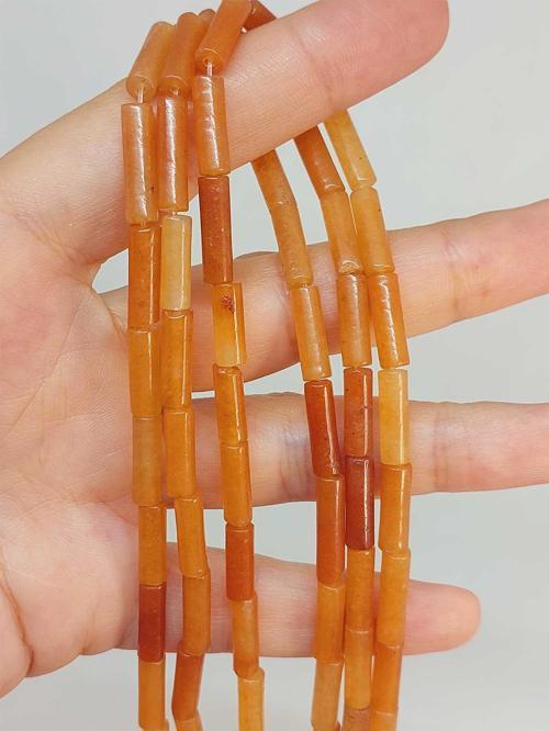 Bileklik Boy Akik Taşı Silindir Kesim 4x12.5mm Yarım Dizi (49390) (18CM UZUNLUĞUNDADIR)