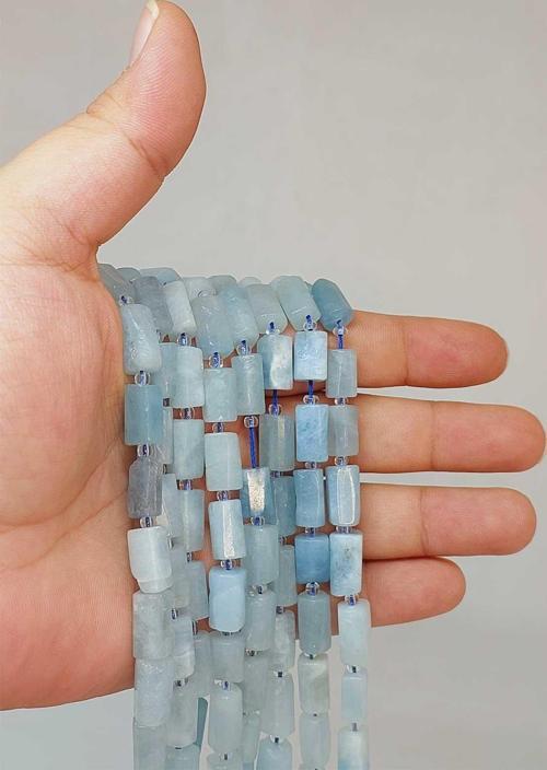 Bileklik Boy Akuamarin Taşı 7x12mm Yarım Dizi (49938) (18CM UZUNLUĞUNDADIR)
