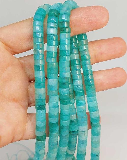 Bileklik Boy Amazonit Taşı Şekilli 3x6mm Yarım Dizi (49350) (18CM UZUNLUĞUNDADIR)