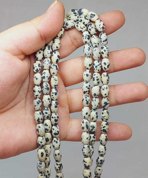 Bileklik Boy Jasper Taşı Arpa Kesim Yarım Dizi 6*8.5mm (49990) (18CM UZUNLUĞUNDADIR)