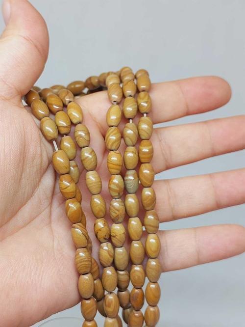Bileklik Boy Jasper Taşı Arpa Kesim Yarım Dizi 6*8.5mm (51300) (18CM UZUNLUĞUNDADIR)