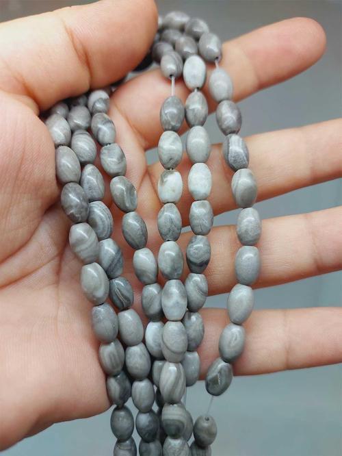 Bileklik Boy Jasper Taşı Arpa Kesim Yarım Dizi 6*8.5mm (51304) (18CM UZUNLUĞUNDADIR)