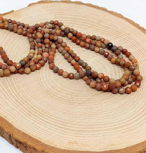 Bileklik Boy Jasper Taşı Faset Kesim Yarım Dizi 4mm (44520) (18CM UZUNLUĞUNDADIR)