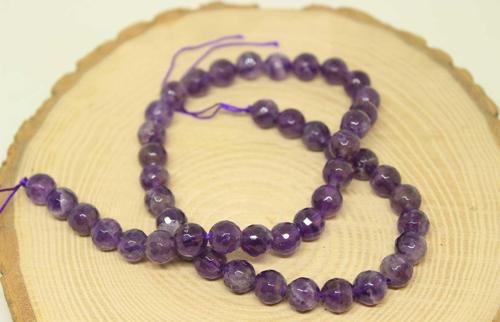 Bileklik Boy Ametist Taşı Canlı Renk Faset Kesim Yarım Dizi 8mm (18CM UZUNLUĞUNDADIR)