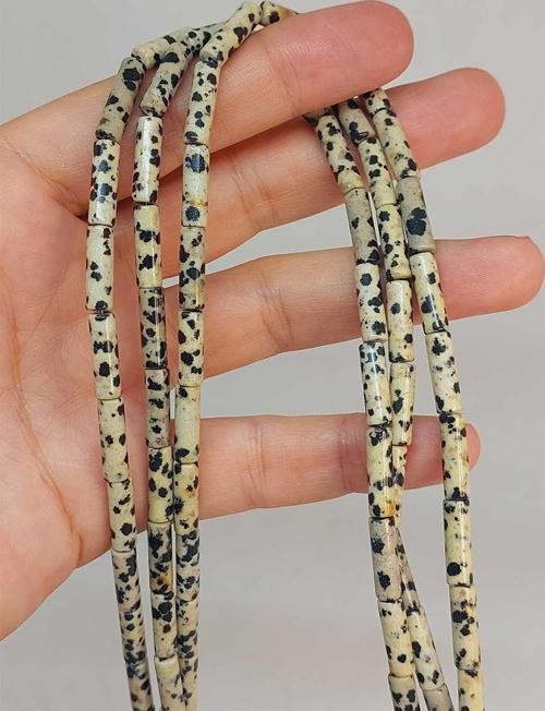 Bileklik Boy Jasper Taşı Silindir Kesim 4x12.5mm Yarım Dizi (49366) (18CM UZUNLUĞUNDADIR)