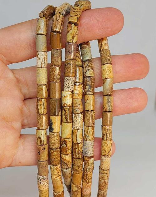 Bileklik Boy Jasper Taşı Silindir Kesim 5.5x7.5mm Yarım Dizi (49326) (18CM UZUNLUĞUNDADIR)