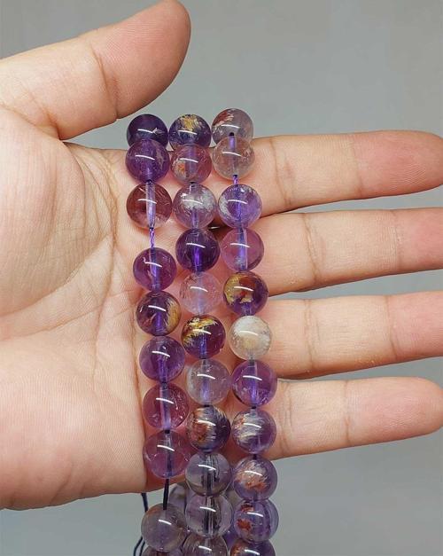 Bileklik Boy Ametrin Taşı Yarım Dizi 10mm (51354) (18CM UZUNLUĞUNDADIR)
