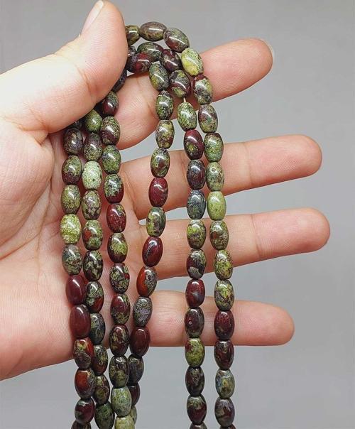 Bileklik Boy Kan Taşı Arpa Kesim Yarım Dizi 6*8.5mm (49992) (18CM UZUNLUĞUNDADIR)