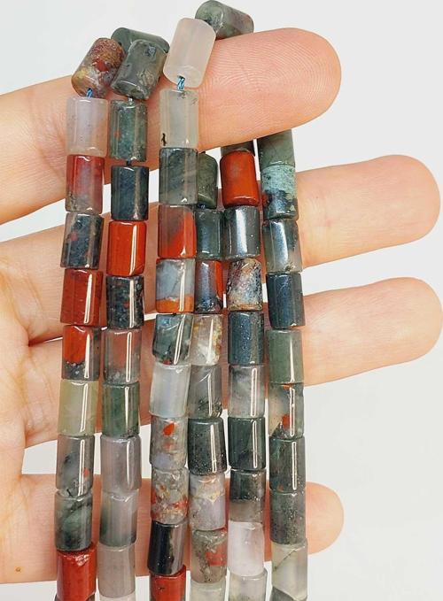 Bileklik Boy Kan Taşı Silindir Kesim 5.5x7.5mm Yarım Dizi (49320) (18CM UZUNLUĞUNDADIR)