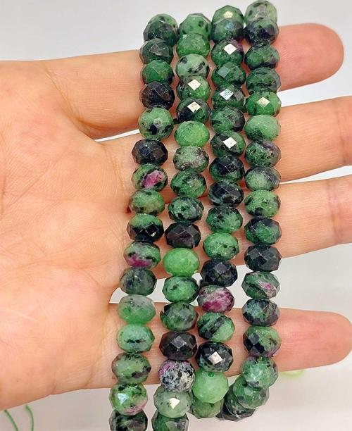 Bileklik Boy Anyolit (RUBİZOİT-RUBYZOİSİT) Taşı Rondela Fasetkesim 5*7.5mm Yarım Dizi (UZUNLUK 18CM)