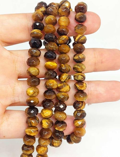 Bileklik Boy Kaplan Gözü Taşı Rondela Faset Kesim 5.5*7.5mm Yarım Dizi (46002) (18CM UZUNLUĞUNDADIR)