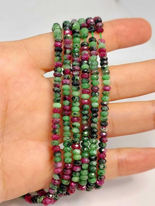 Bileklik Boy Anyolit (RUBİZOİT-RUBYZOİSİT) Taşı Rondela Fasetkesim Yarım Dizi 2.5*4mm (UZUNLUK 18CM)