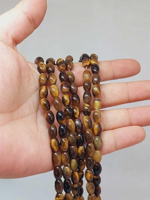 Bileklik Boy Kaplangözü Taşı Arpa Kesim Yarım Dizi 6*8.5mm (49972) (18CM UZUNLUĞUNDADIR)
