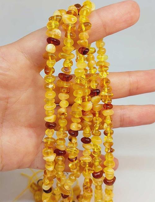 Bileklik Boy Kehribar Amorf Şekilsiz Parçalar Yarım Dizi (49220) (18CM UZUNLUĞUNDADIR)