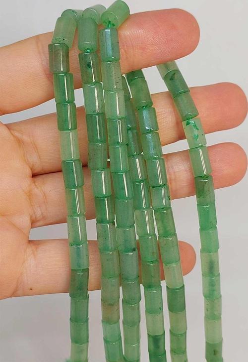 Bileklik Boy Aventurin Taşı Silindir Kesim 5.5x7.5mm Yarım Dizi (49310) (18CM UZUNLUĞUNDADIR)