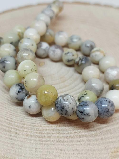 Bileklik Boy Beyaz Alacalı Opal Taşı Yarım Dizi 8mm (18CM UZUNLUĞUNDADIR)