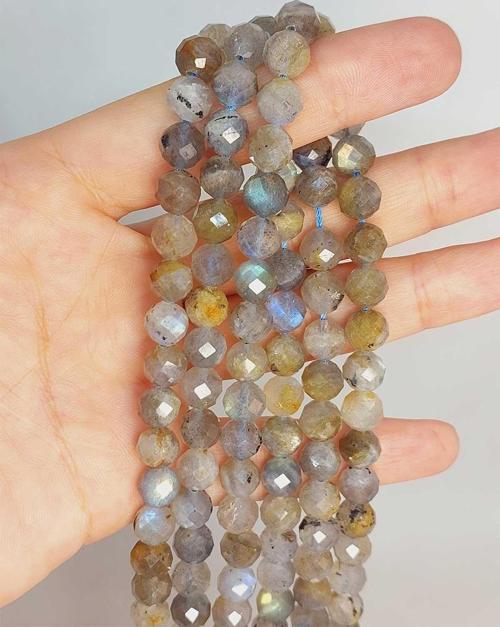 Bileklik Boy Labradorit Taşı Faset Kesim 8mm Yarım Dizi (45928) (18CM UZUNLUĞUNDADIR)