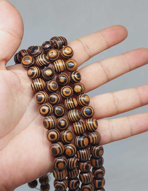 Bileklik Boy Desenli Ahşap Yarım Dizi 10mm (51366) (18CM UZUNLUĞUNDADIR)