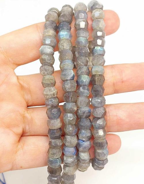Bileklik Boy Labradorit Taşı Rondela Faset Kesim 5*7mm Yarım Dizi (46000) (18CM UZUNLUĞUNDADIR)