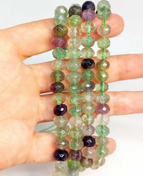 Bileklik Boy Florit Taşı Rondela Faset Kesim 6*8mm Yarım Dizi (45820) (18CM UZUNLUĞUNDADIR)