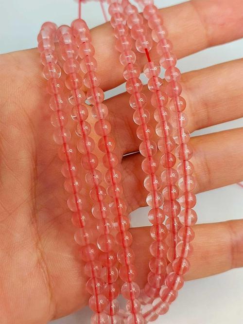 Bileklik Boy Gül Kuvars Taşı Yarım Dizi 4-4.5mm Aralığı (18CM UZUNLUĞUNDADIR)