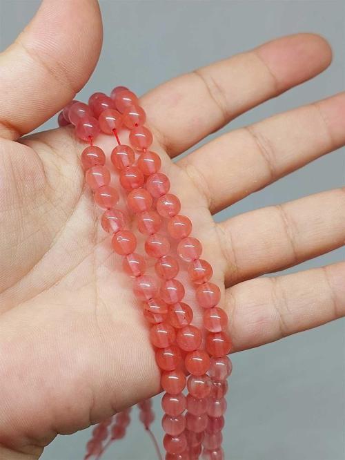 Bileklik Boy Gül Kuvars Taşı Yarım Dizi 6mm (51362) (18CM UZUNLUĞUNDADIR)