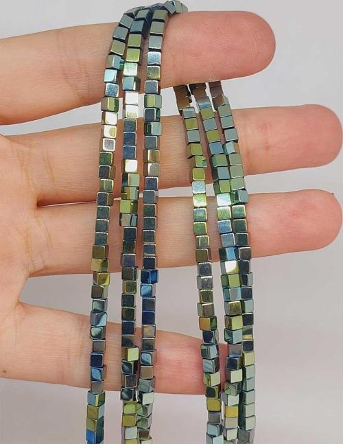 Bileklik Boy Hematit Taşı Küp Şekilli 3mm Yarım Dizi (48116) (18CM UZUNLUĞUNDADIR)