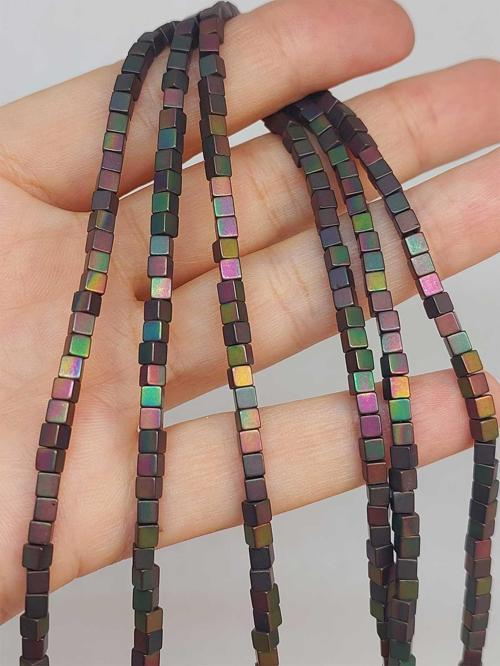 Bileklik Boy Hematit Taşı Küp Şekilli 3mm Yarım Dizi (48120) (18CM UZUNLUĞUNDADIR)